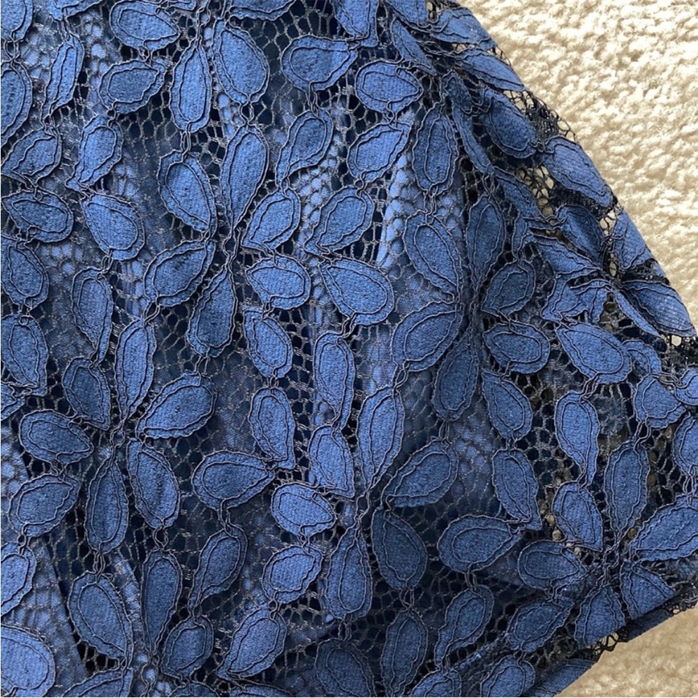 Navy Blue Lace Short Sleeve Dress - Picture 5 of 9